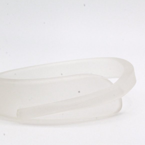 French Couture Frosted Lucite Resin Geometric Scuptural Studio Bangle Bracelet - Picture 5 of 11